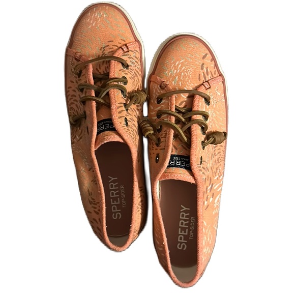 Sperry “Seacoast” Coral speckle Canvas Slip On Shoes. Size 8 - Picture 3 of 7